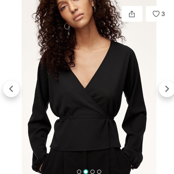 Aritzia Wilfred Lilia Blouse pink lilac color tie front wrap lavender - Picture 2 of 9